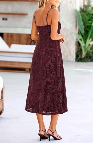BTFBM Women's Summer Dress Sleeveless Spaghetti Strap Midi Dress Sexy Cowl Neck Floral Cocktail Dress Party Dresses in Kuwait