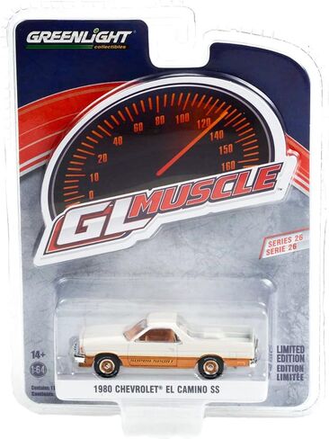 1980 تشيفي إل كامينو SS سوبر سبورت أبيض وذهبي Greenlight Muscle Series 26 1/64 Diecast نموذج سيارة من Greenlight 13310 C in Kuwait