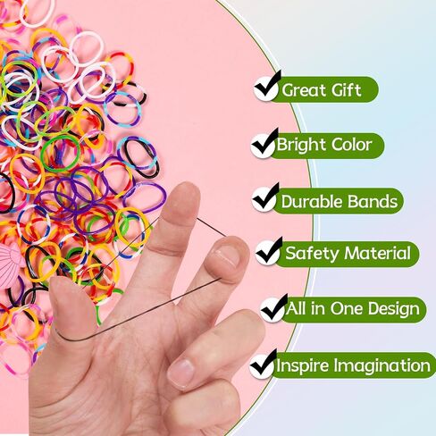 مجموعة أساور مطاطية أكثر من 1400، مجموعة صنع الأساور المنوال 24 لونًا للفنون والحرف اليدوية، مجموعة أساور مطاطية للأطفال من سن 6 سنوات فما فوق in Saudi Arabia