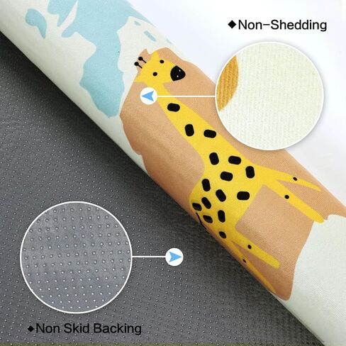 سجادة مستديرة لمنطقة اللعب بخريطة العالم غير قابلة للانزلاق، سجادة أرضية للعب لغرفة النوم وغرفة المعيشة والمكتب والمدخل وديكور المنزل (بيج، 39.3 بوصة) in Kuwait