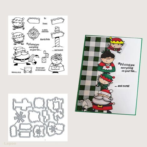 Stamps and Dies for Card Making, Santa Claus DIY Scrapbooking Arts Crafts, Metal Cutting Dies Clear Stamps Sets Arts Supplies Silicone Gifts for Christmas, Thanksgiving, Halloween (SC040) in Saudi Arabia