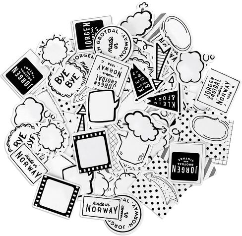 184 PCS Dialog Box Paper Stickers White & Black Thought Bubble Stickers Self-Adhesive Assorted Style Dialog Box Stickers for Scrapbooking Notebook -4 Boxes in Saudi Arabia