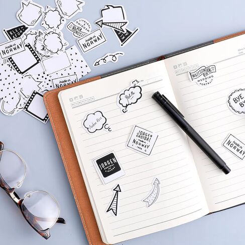 184 PCS Dialog Box Paper Stickers White & Black Thought Bubble Stickers Self-Adhesive Assorted Style Dialog Box Stickers for Scrapbooking Notebook -4 Boxes in Saudi Arabia
