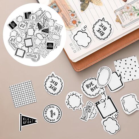 184 PCS Dialog Box Paper Stickers White & Black Thought Bubble Stickers Self-Adhesive Assorted Style Dialog Box Stickers for Scrapbooking Notebook -4 Boxes in Saudi Arabia