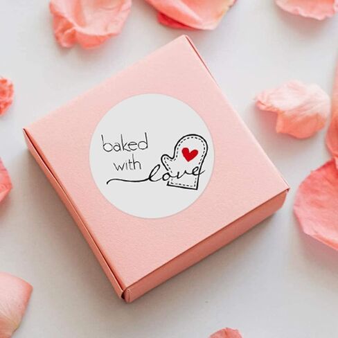 500Pcs/Roll Baked with Love Adhesive Stickers, Round Baking Stickers Bakery Bags Label Stickers Candle Packaging Sticker Labels,Labels and Stickers, Office and School Supplies in Saudi Arabia