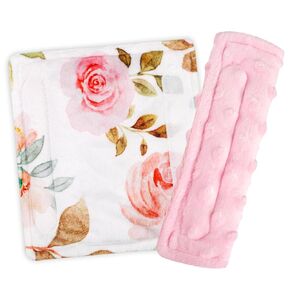 Baby Car Seat Strap Pads, Car Seat Strap Shoulder Covers for Baby Infant Toddler, Double-Sided Car Seat Belt Covers for Stroller/Pushchair/Baby Swing, Soft Minky & Flannel, Rainbow
