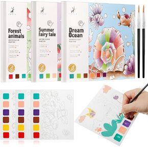 3 قطع من دفاتر تلوين الألوان المائية للأطفال الذين تتراوح أعمارهم بين 4 و8 سنوات، كتب تلوين مائية خالية من الفوضى مع كتب تلوين مائية للأطفال الصغار، والحرف الفنية للفتيات والأولاد، وهدايا لحفلات أعياد الميلاد، 3 موضوعات in Kuwait