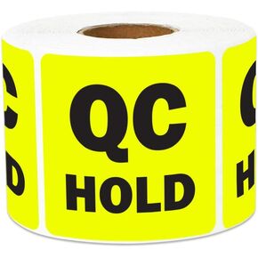 QC Pass Stickers - 2 x 2 inch Square in Fluorescent Green QC Pass Label Stickers for Quality Control in Production Line Warehouse Inventory Management Inspection Stickers - 300 Labels per Roll