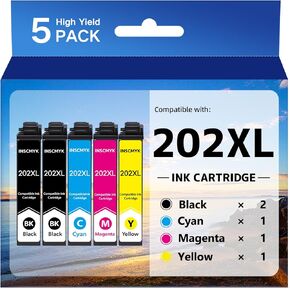 202XL Ink Cartridges Remanufactured Replacement for Epson Printer for Epson 202XL Ink Cartridges Multipack 202 XL 202XL T202 XL High Yield Ink Cartridges for Epson XP-5100 WF-2860 Ink Cartridges