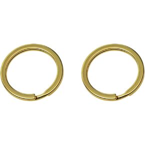 Shapenty Gold Metal Key Rings Flat Split Key Chain Part Connector Keyring Clip Keychain Clasp Holder for DIY Craft Project and Home Car Keys Organization, 2 Pack (Gold)