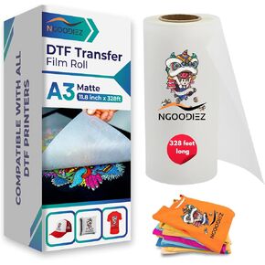 ورق نقل DTF شفاف غير لامع على الوجهين من NGOODIEZ DTF، ورق نقل حراري PET مناسب لجميع طابعات DTF المكتبية المعدلة - A4 (8.3 بوصة × 11.7 بوصة)، 25 ورقة فيلم DTF