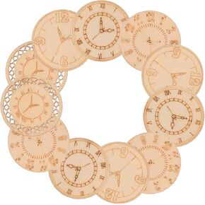 Ciieeo 16pcs Wood Clock Cutouts Unfinished Wooden Clock Face Round Blank Wall Clock Pieces for DIY Craft Kids Painting Art Supplies