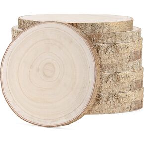 LEXININ 10 Pack 7-8 Inches Natural Round Wood Slices, Unfinished Rustic Wood Slices, Large Wooden Circles for Weddings, Table Centerpieces, Crafts, Decor