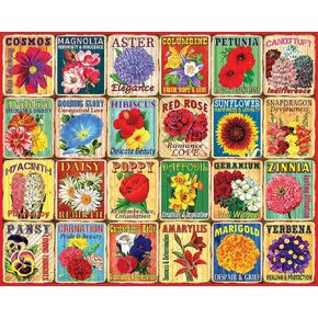 White Mountain What Flowers Mean 1000 Piece Puzzle Unique Art Collage Jigsaw Puzzles for Seniors and Adults