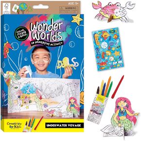 Creativity for Kids Wonder Worlds 3D Coloring Craft Kit: Underwater Adventure - Arts and Crafts for Kids Ages 5-7+, DIY Kit and Art Set for Kids, Kids Gifts for Boys and Girls