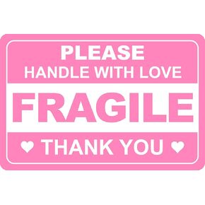 3x4.5 100 PCS Pink Fragile Handle with Love Labels Thank You Stickers Shipping Mailing Cartons Envelops Adhesive Labels-Poskornwel