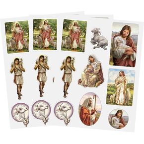 Christian Brands Assorted Catholic Decal Sticker Sheet Pack, The Good Shepherd Jesus Christ, Novelty Religious Inspirational Stickers for Sunday Schools, Scrapbooking, Journaling, 3 Sheets Included