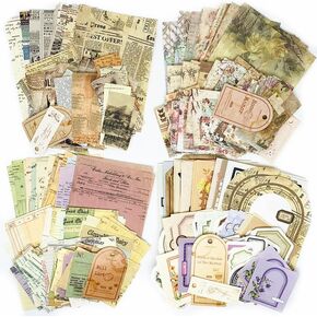 400PCS Vintage Floral Scrapbook Paper,Textured Paper Assorted Set, Special Papers Label for Junk Journal Diary Journal Embellishment Supplies DIY Craft