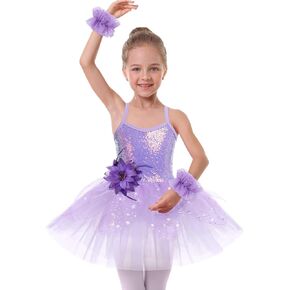 AFAVOM Girls Sequin Ballet Dance Dress Tutu Skirt Leotard Ballerina Fairy Princess Halloween Christmas Fancy Dress up Costume