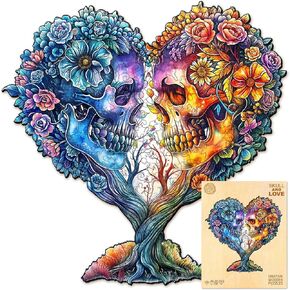 Wooden Puzzles for Adults, Wooden Skull Tree Puzzles for Adults, Birthday Gifts for Skull Lover, Wood Puzzle Games (L-13.4 * 13.3in 230pcs)