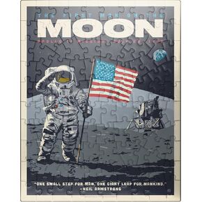 MyPuzzle NASA 1969: First Man On The Moon, Vintage Poster - Premium 500 Piece Jigsaw Puzzle for Adults