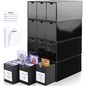 Trading Card Storage Box, 3-in-1 Cardboard Card Organizer Box with Dividers for Sports TCG/Magic/Mtg Baseball Card Collection