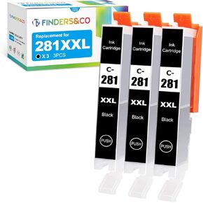 CLI-281 XXL Black Ink Tank Replacement for 281 XXL BK to Work with Canon PIXMA TS6320 TR7520 TS8120 TS8320 TR8520 TS9120 (3X 281XXL BK)