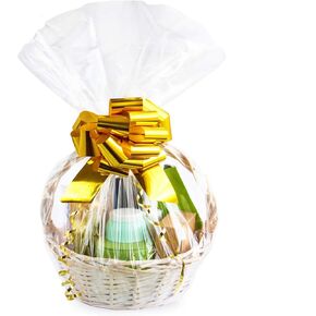 Morepack Large Cellophane Bags,24x30 Inch Cellophane Wrap for Gift Baskets,10 Pcs Clear Basket Bags