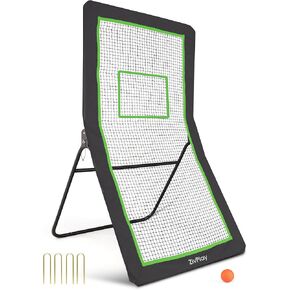 Lacrosse Rebounder Volleyball Rebounder Net 4x7ft Throwback Net with 5 Bounce Back Rebound Angles Lacrosse Ball and Neon Target for Lacrosse Lax Volleyball Baseball and Soccer Backyard Practice