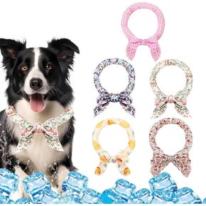 5 Pcs Dog Cooling Collar Wearable Cooling Neck Wraps Reusable Ice Scarf for Summer Dog Supplies (Pink, 5pcs)