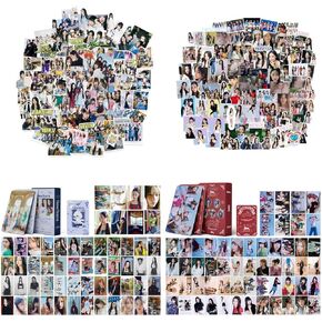 Kpop NewJeans Stickers Photocards Set - 200Pcs Vinyl Waterproof Stickers and 110Pcs Photo Cards Lomo Cards