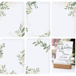 PerKoop 50 Pieces 4 x 6 Inches Note Cards Greenery Flower Cardstock Blank Printer Paper Decorative Paper Greenery Cards for Wedding Office Home Supplies DIY Drawing(Eucalyptus)