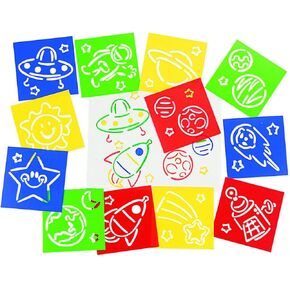 Fun Express Awesome Outer Space! Stencils - Educational and Learning Activities for Kids - VBS Vacation Bible School Supplies/Decor - 12 Pieces