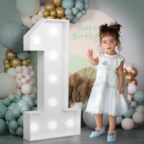 أرقام مضيئة من imprsv زينة عيد الميلاد الأول: سرادق كبير بطول 3 أقدام رقم 1 ديكور عيد ميلاد عمره عام واحد، عيد الميلاد الخامس عشر والسادس عشر والثامن عشر لعيد الميلاد الصبي والفتاة والذكرى السنوية لوح إسفنجي كبير رقم 1 in Kuwait