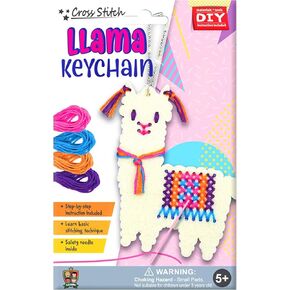 C.S. Kids KC02 DIY Llama Keychain, First Sewing Arts & Crafts Gifts - Animal Crafting Cross-Stitch | Sew Your Own Llama