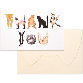 Crisky 25PCS Funny Cat Thank You Cards Cut Adorable Alphabet Kitty Cats Notes Bulk with Envelopes for Him or Her Suit All Occasion