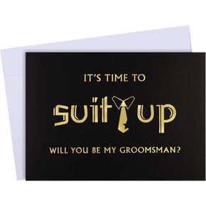 Zonon 8 Pieces Groomsmen Proposal Cards 7 Pieces Will You Be My Groomsman Funny Cards and 1 Piece Will You Be My Best Man Card with Envelopes for Wedding Supplies, 5 x 7 Inch