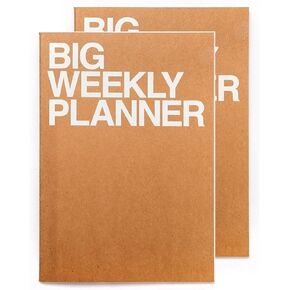 JSTORY Big Weekly Planner Set of 2 Undated Eco Friendly Customizable A4 54 Weeks 28 Sheets Each Brown