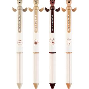 4 Pcs Erasable Retractable Pens Cute Bear Gel Ink Pens Soft Grip Pens 0.5mm Fine Point Writing Pen Office School Pens Women Girls Boys Pens (Black Ink-Bear)