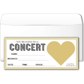 Eronm 1 Set Concert Surprise Scratch Card, Surprise Revealed Card, 3 x 8 Inches Scratch off Cards, Personalized Cards, Travel Gift Cards for Birthdays, Holidays, Weddings and Anniversaries(Gold)-A01