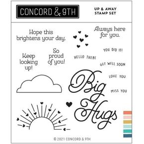 Concord & 9th Up & Away Stamp Set -14 Clear Stamps of Clouds and Encouragement for Cardmaking on 4"x4" Sheet- Birthday Card- Sympathy Card- Thinking of You- DIY Papercrafting