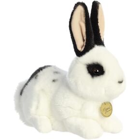 Aurora® Realistic Miyoni® Rex Rabbit Stuffed Animal - Lifelike Detail - Cherished Companionship - Black and White 11 Inches