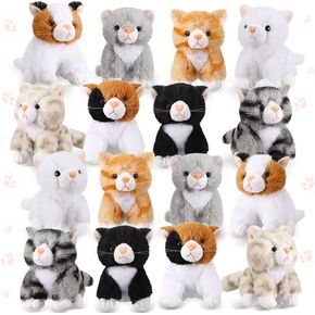Leitee 16 Pcs Cat Stuffed Animals Bulk 5 Inch Kitten Plush Toy Assorted Cute Stuffed Cat Gift Small Fluffy Animal Toy for Classroom School Pet Birthday Party Favor Supplies(Cute Style)