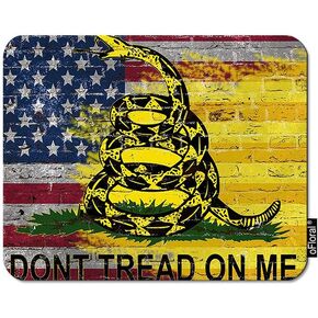 oFloral American Flag Gaming Mouse Pad Dont Tread On Me Letter Yellow Snack Brick Wall Decorative Mousepad Rubber Base Home Decor for Computers Laptop Office Home 7.9X9.5 Inch