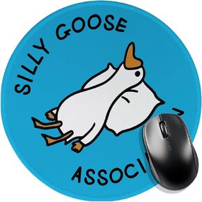 053,Silly Goose Association, Funny Mouse Pad (Round),Comfortable and Non-Slip,Suitable for Laptop Games,Gift for Little White Goose Lovers,Friends,Hobbyists,Homework and Office