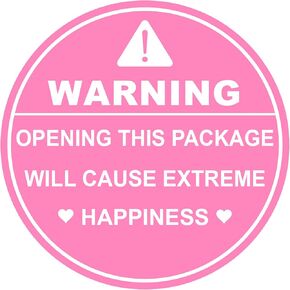 Warning Open Happiness Sticker, 2 inch Pink 300pcs Opening This Package Happiness Sticker for Shipping