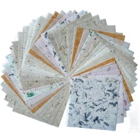 Natural Banana bark,leavse etc., 6 x 6 Inches Square Origami Paper Arts Folding Craft, Decoration Paper, Painting Square Folding Paper for DIY Crafts, 50 Sheets (Mixed Leaves,Banana Bark, etc, 6"x6")