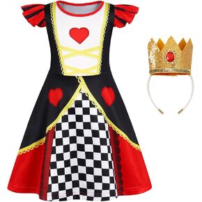 Eledobby The Queen of Hearts Dress for Girls Princess Dress Up Toddler Christmas Birthday Gift Halloween Outfit