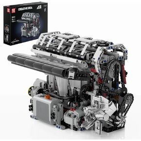 Mould King 10087 L4 Engine Model Kit Build Your Own STEM Mini L4 Model Engine Building Blocks Sets That Works for Adults and Kids Age 14+, 1787Pcs