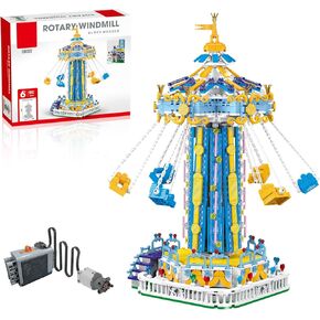 Swing Ride Building Blocks Set. Large Amusement Park Model Kit for Boys and Girls Over 6 Years Old., Carousel Building Set for Motorized Control and With LED Ligh, Christmas Birthday Gifts- 1892 PCS